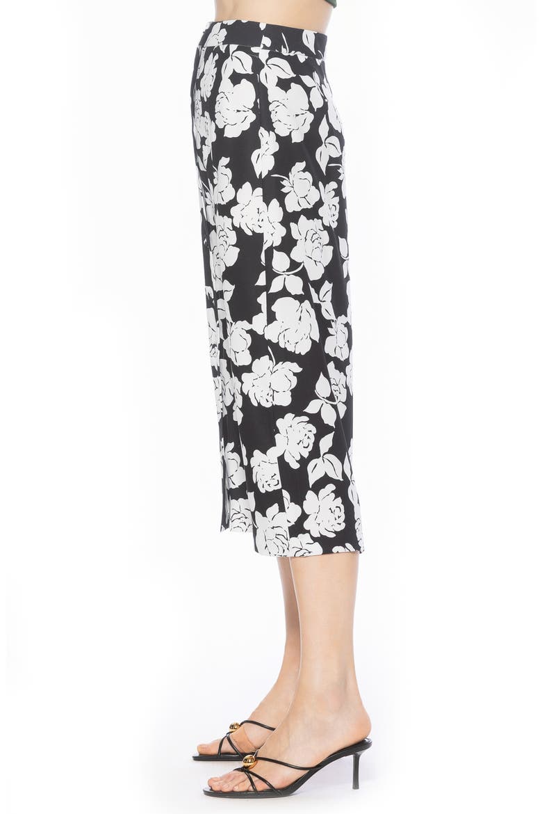 Zephyr Button Front Midi Skirt, Alternate, color, BLACK WHITE FLORAL