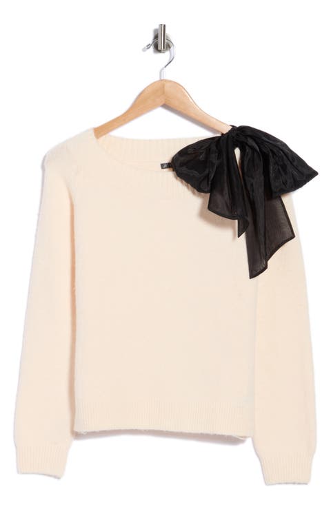 Bow Shoulder Bateau Neck Sweater
