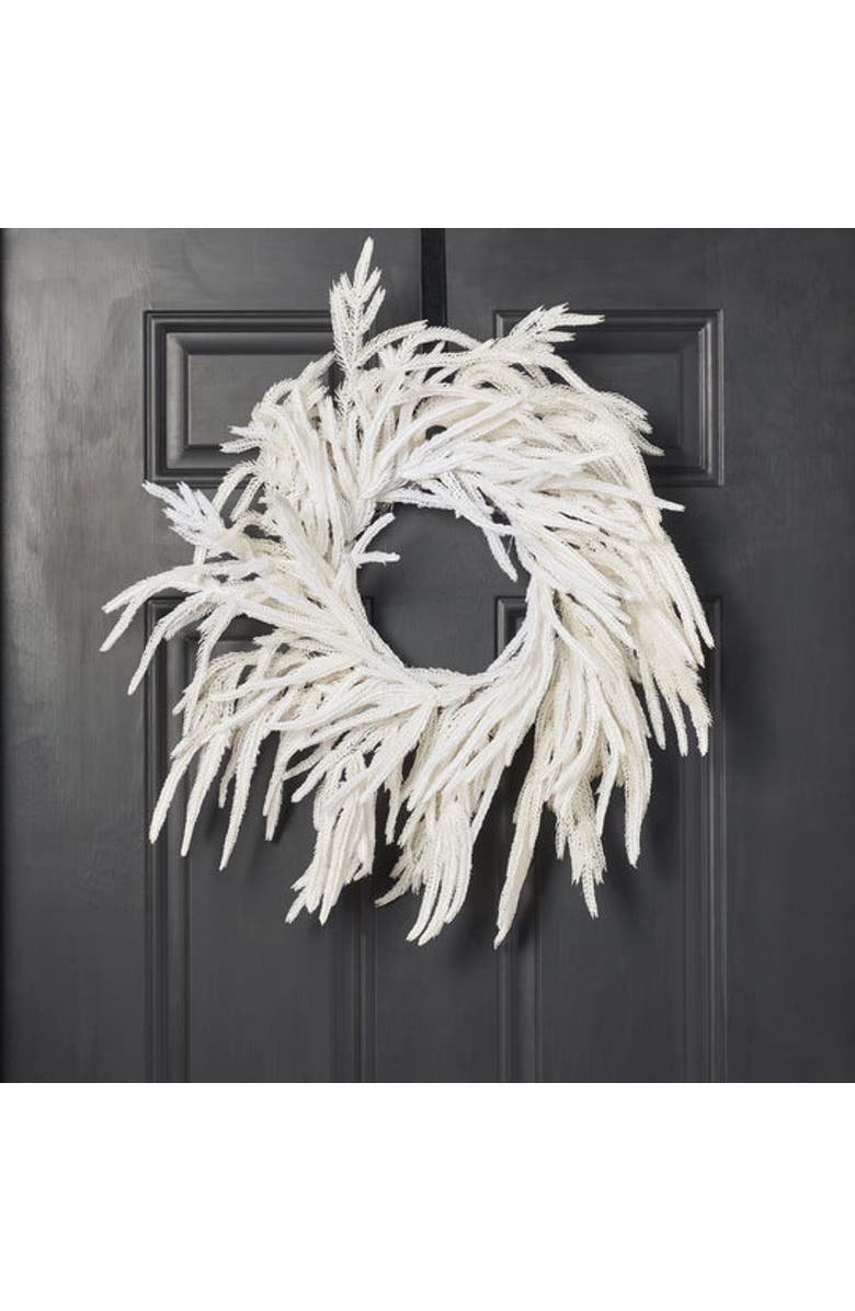 Darby Creek Trading Real Touch White Norfolk Pine Front Door Christmas Holiday Winter Wreath, Alternate, color, White