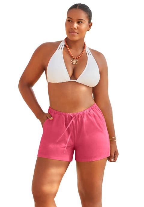 Cotton Tie-Front Cover Up Shorts (Plus Available)