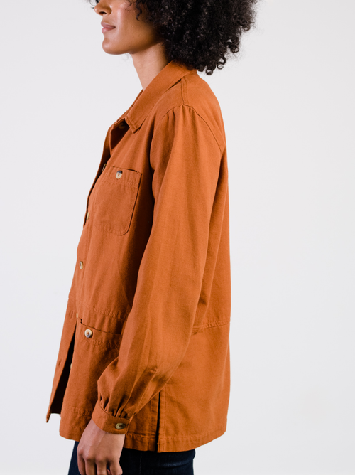 Able Phyllis Utility Shacket In Mocha Bisque