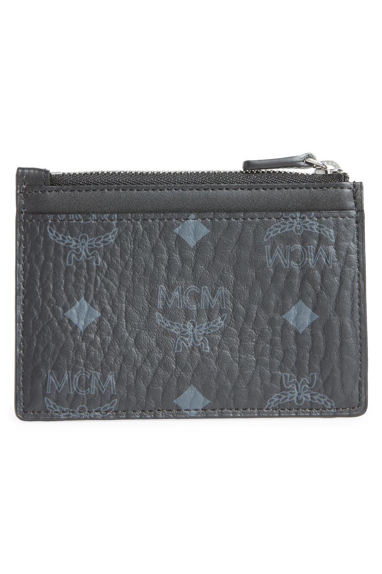 Mini Patricia Visetos Leather Card Case, Alternate, color, BLACK