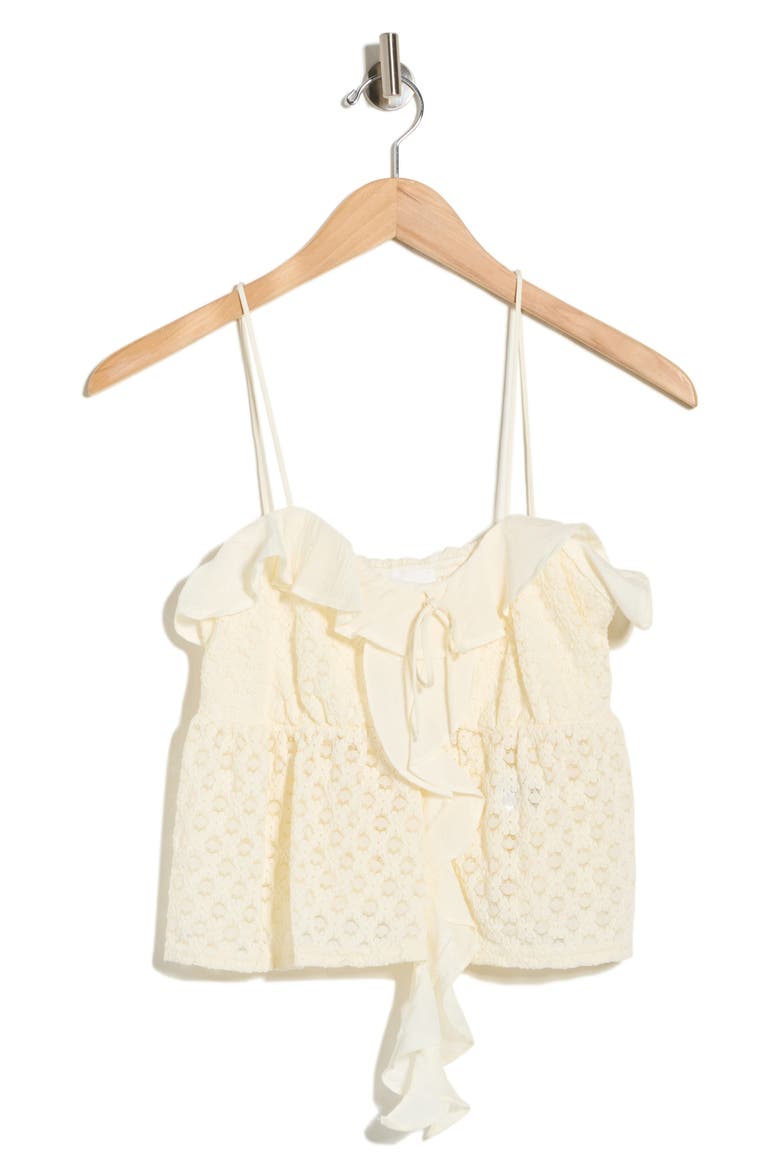 Mixed Media Babydoll Top, Main, color, CREAM