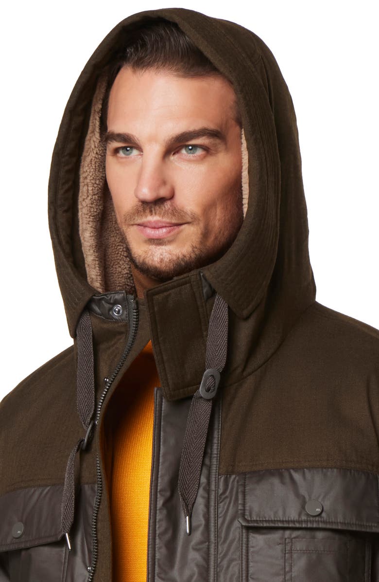 Andrew Marc Harrigan Mixed Media Puffer Jacket, Alternate, color, Canteen