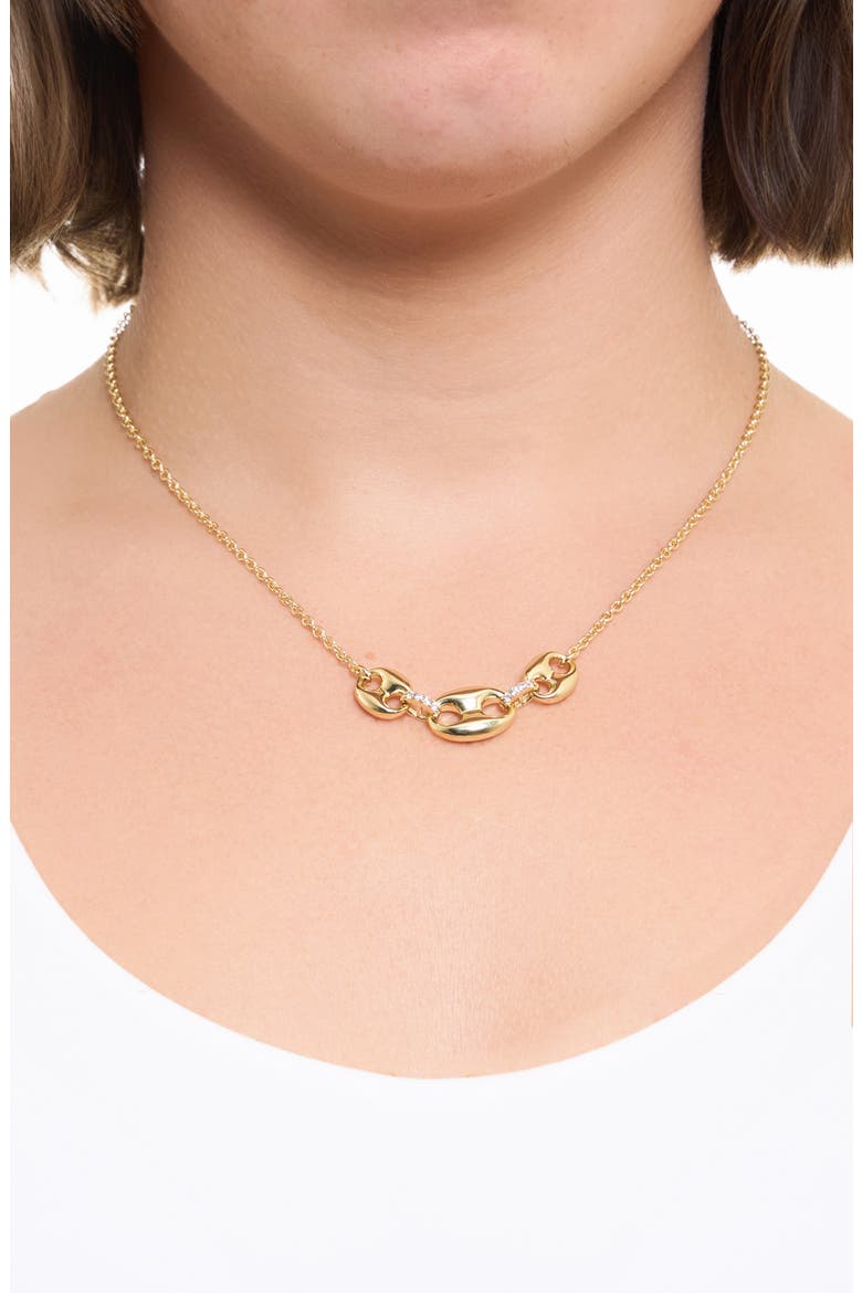 Pavé Bold Mariner Chain Necklace, Alternate, color, GOLD