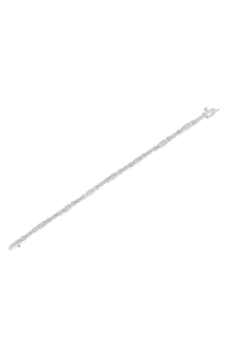 10K White Gold Geometric Pattern Diamond Tennis Bracelet, Alternate, color, White
