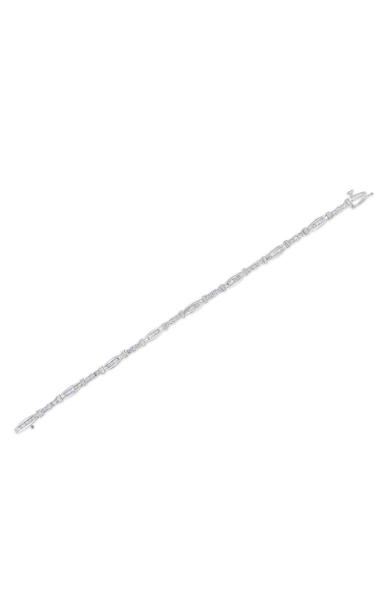 Haus of Brilliance 10K White Gold Geometric Pattern Diamond Tennis Bracelet, Alternate, color, White