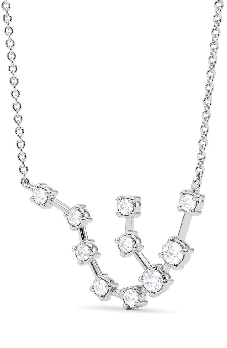 HauteCarat Aquarius Constellation Lab Created Diamond Necklace, Alternate, color, 18K White Gold