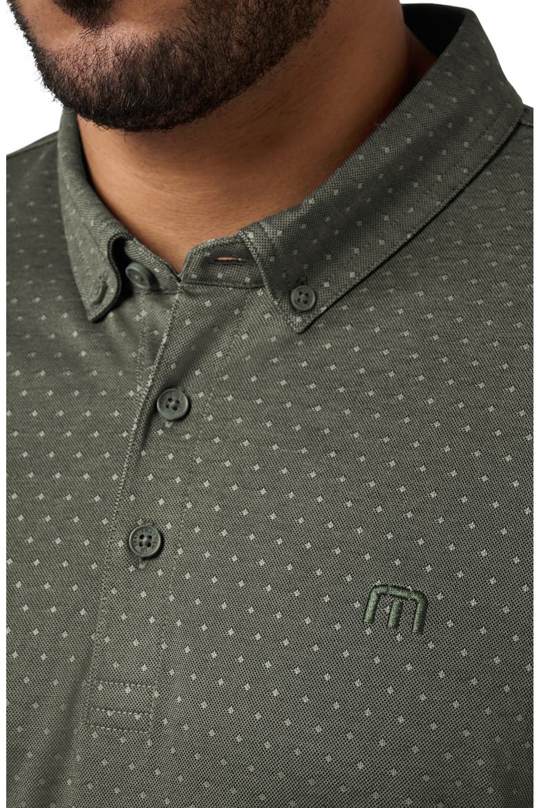 Handsome Town Dot Print Piqué Button-Down Polo, Alternate, color, DARK OLIVE