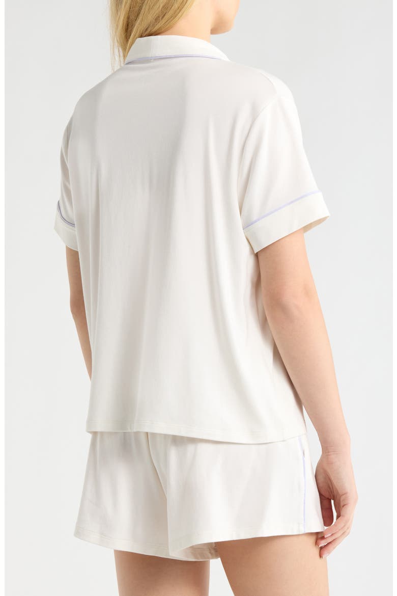 Slumberknit™ Shawl Collar Short Pajamas, Alternate, color, LUNAR WHITE/QUIET LILAC