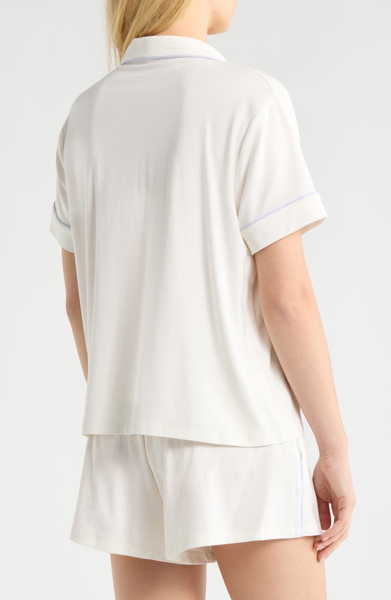 Lunya Slumberknit<sup>™</sup> Shawl Collar Short Pajamas, Alternate, color, Lunar White/Quiet Lilac