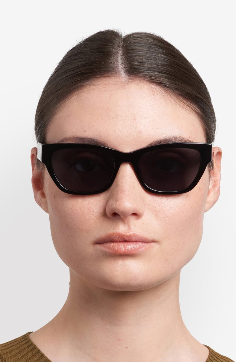 Fossil 55mm Rectangular Sunglasses, Alternate, color, Black/ Grey