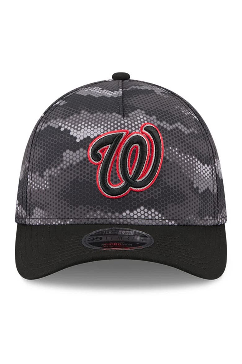 Men's New Era Black Washington Nationals Camo 39THIRTY A-Frame Flex Hat, Alternate, color, Black