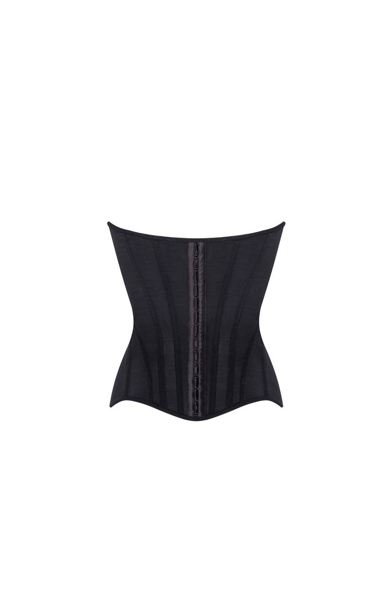 Milla Fitted Heart-Shaped Low-Waist Structured Corset in Black, Alternate, color, Black