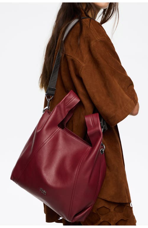 Bimba Y Lola Medium Leather Paper Bag In Red