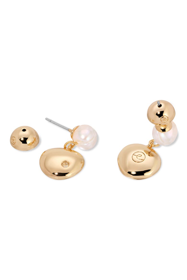 Bean Drop Earrings, Alternate, color, GOLD