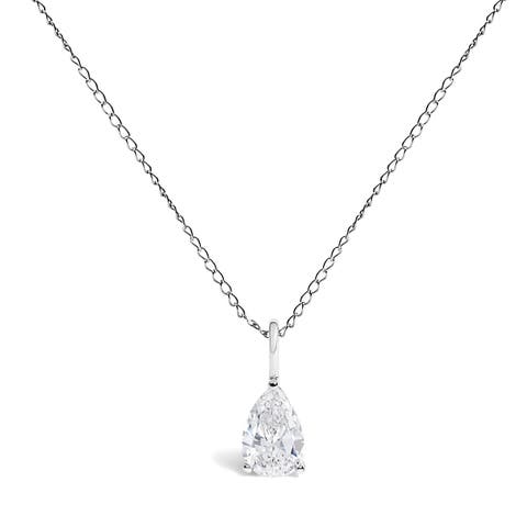 14k Gold 1.0 Cttw Lab Grown Pear Diamond Solitaire Pendant Necklace