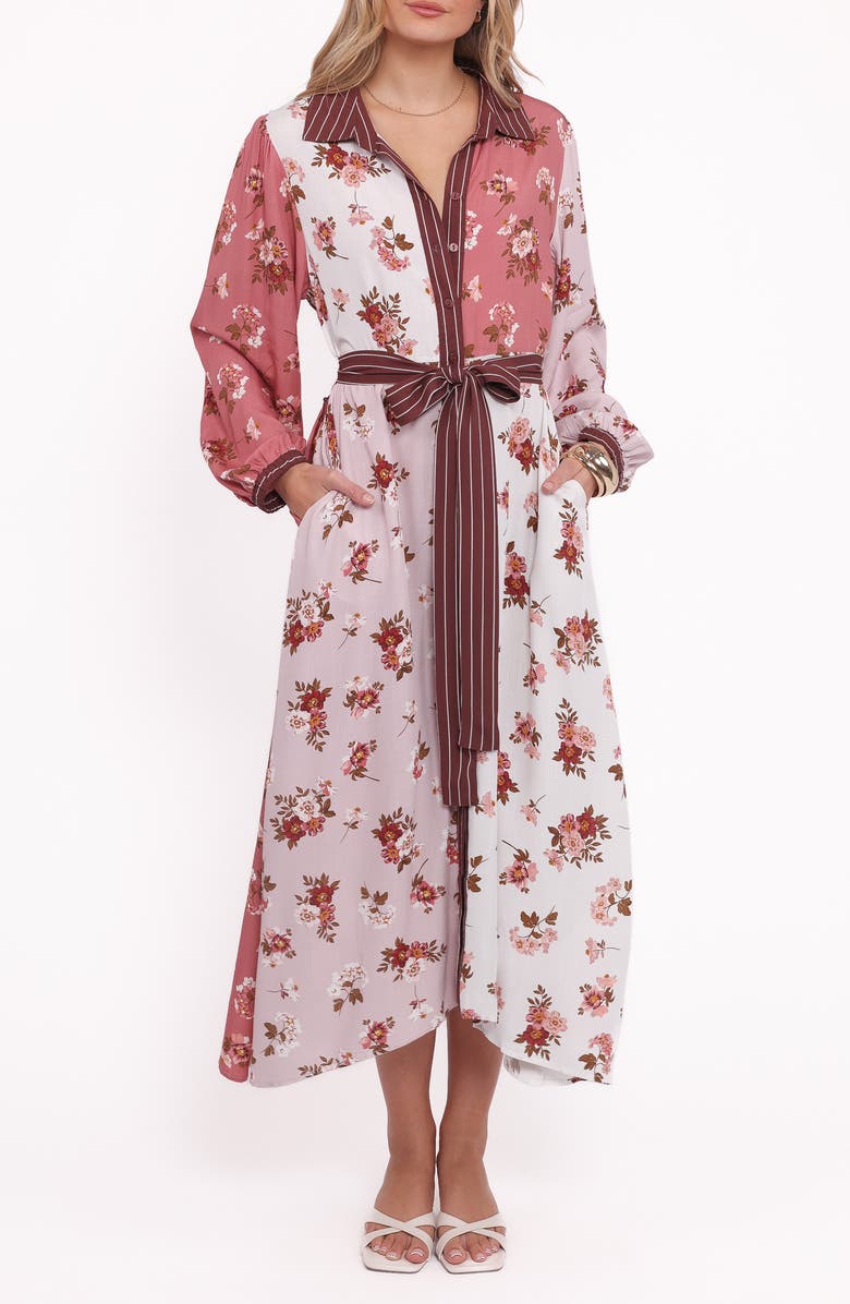 Petal & Pup Maiden Long Sleeve Shirtdress, Main, color, First Blush