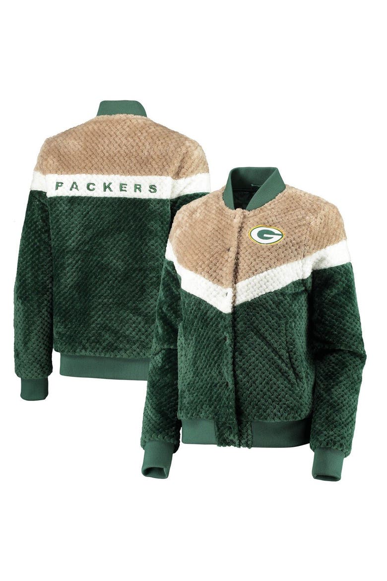 Women's G-III 4Her by Carl Banks Green/Cream Green Bay Packers Riot Squad Sherpa Full-Snap Jacket, Main, color, Green