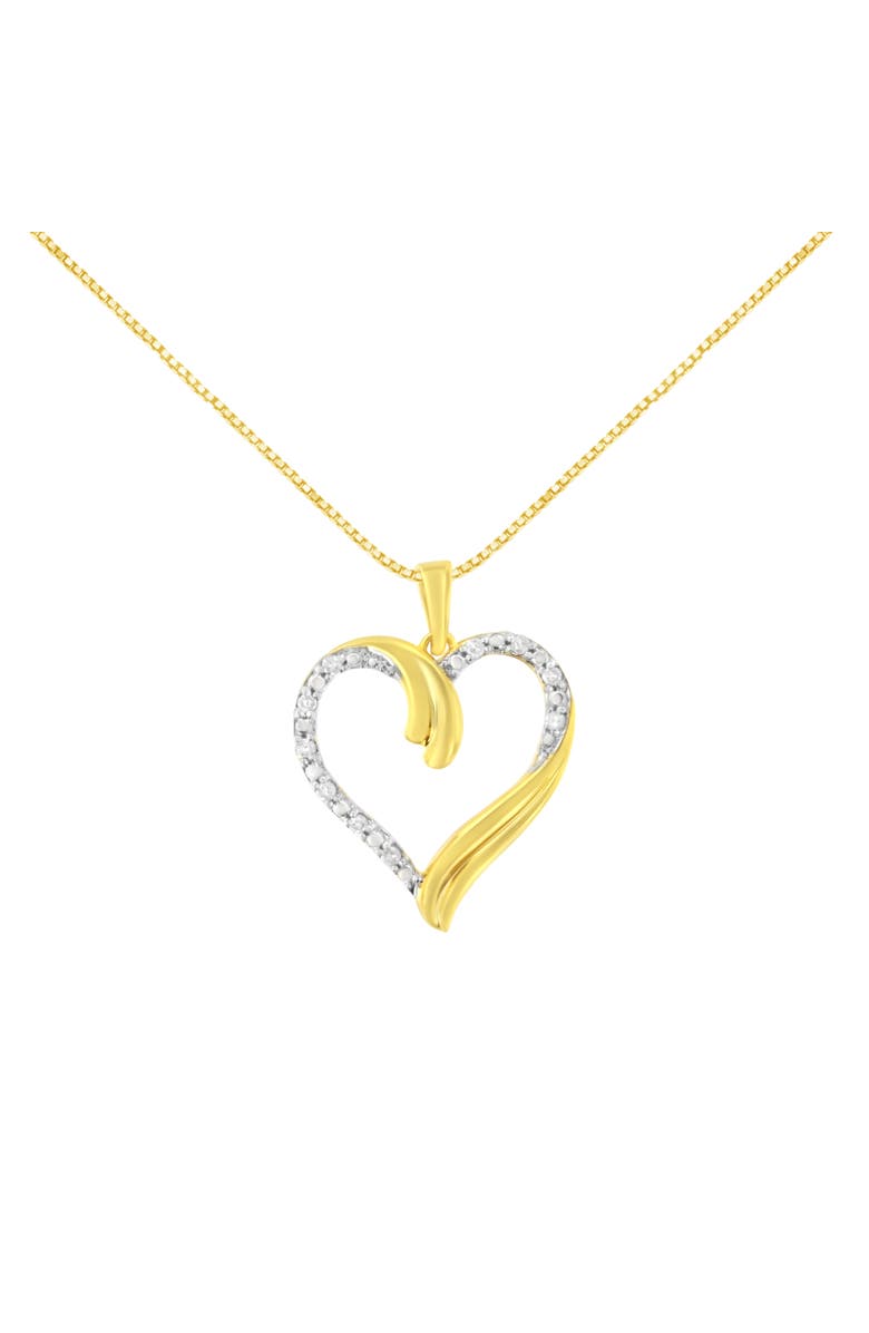 Haus of Brilliance 10K Yellow Gold Plated Silver 1/10 cttw Diamond Open Heart 18" Pendent Necklace, Main, color, Yellow