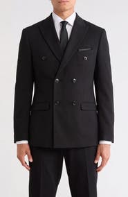 SOUL OF LONDON Solid Double Breasted Blazer