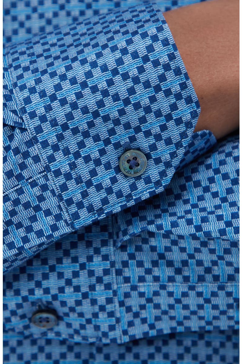 James OoohCotton® Microcheck Button-Up Shirt, Alternate, color, CLASSIC BLUE