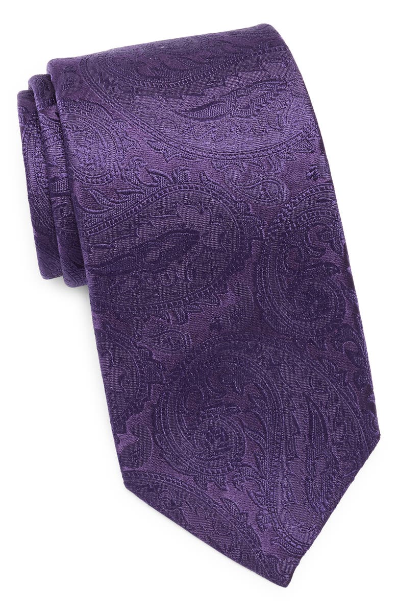 Duchamp Paisley Jacquard Silk Tie, Main, color, Purple
