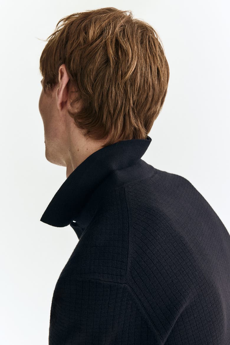 Regular Fit Textured-knit Polo Shirt, Alternate, color, Navy blue