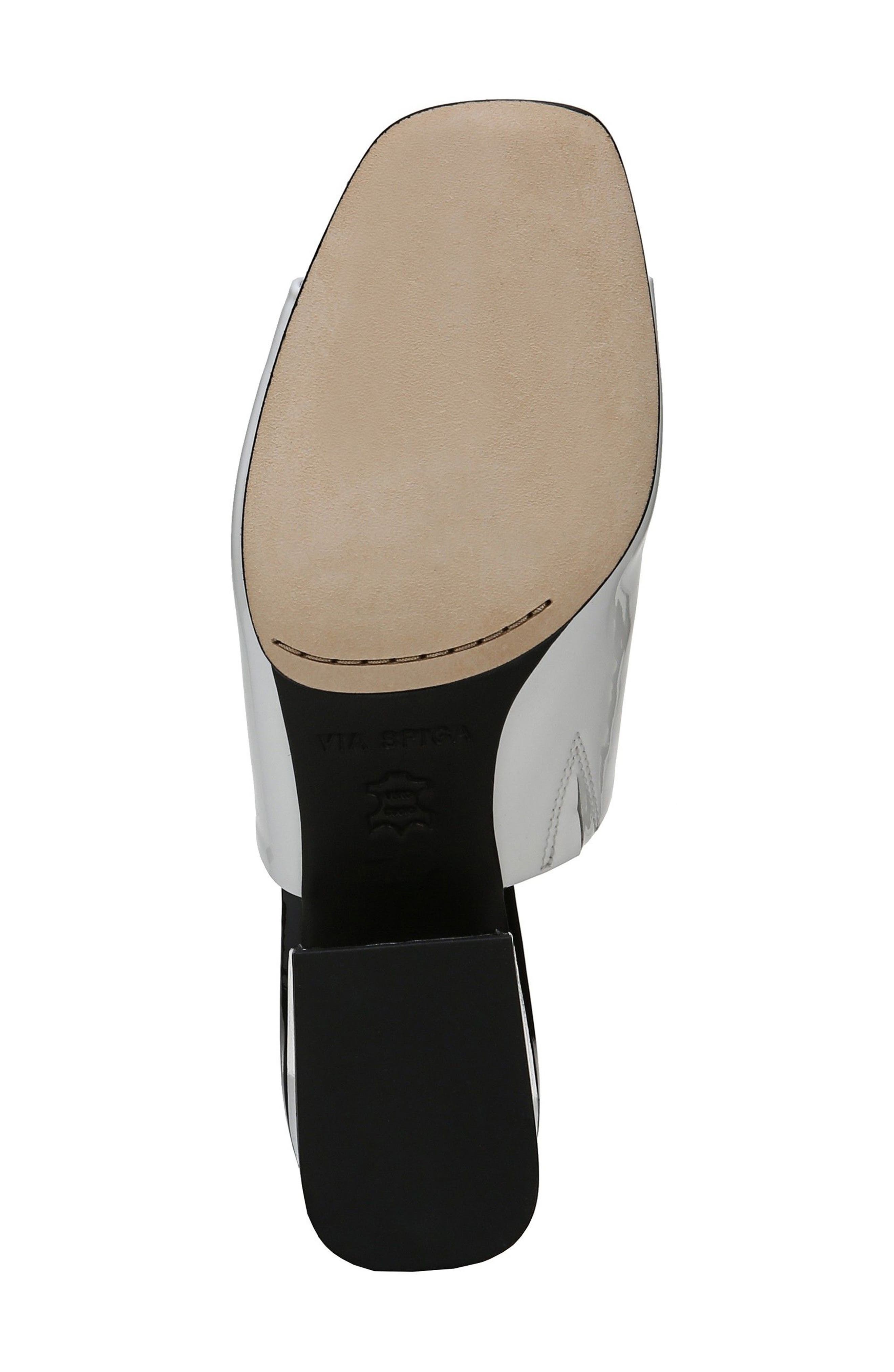 Porter Peep Toe Mule, Alternate, color, PORCELAIN/BLACK PATENT LEATHER