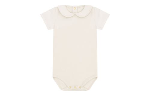 Vild House Of Little Ss Organic Cotton Collared Bodysuit In Ecru-no Dye