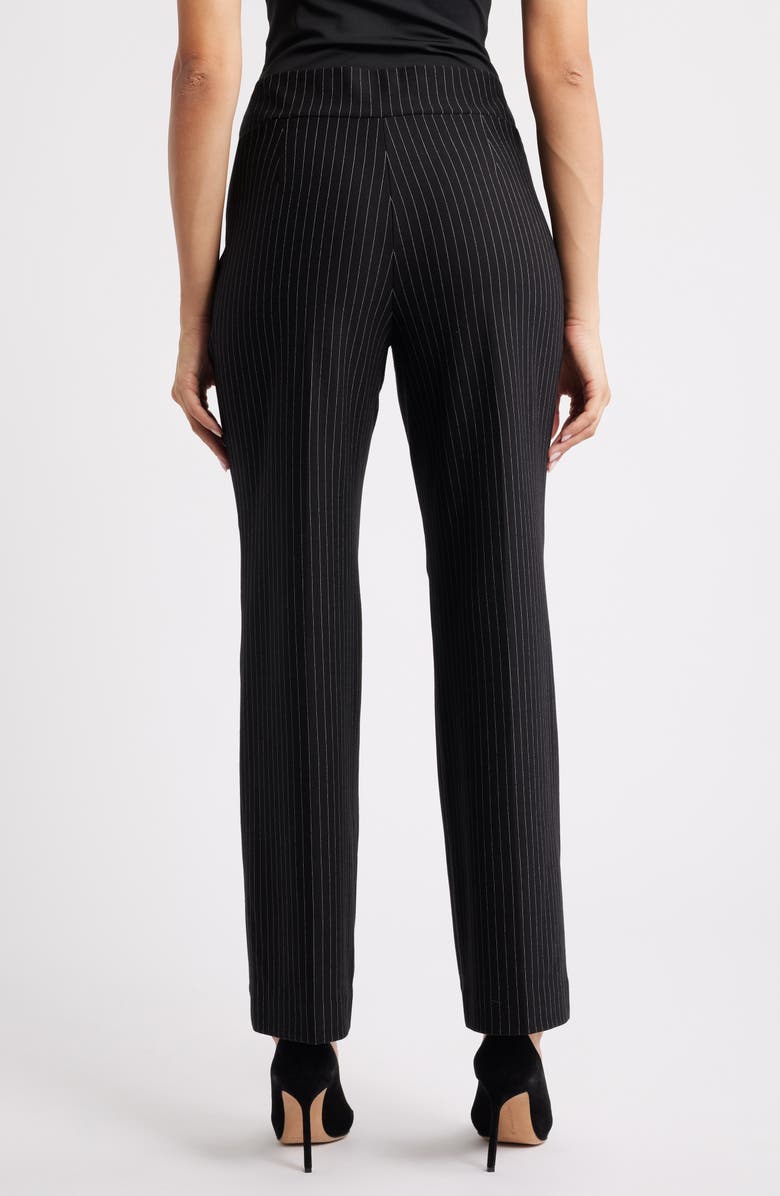 Anne Klein Pull-On Wide Leg Trousers, Alternate, color, Anne Black/ White Dove