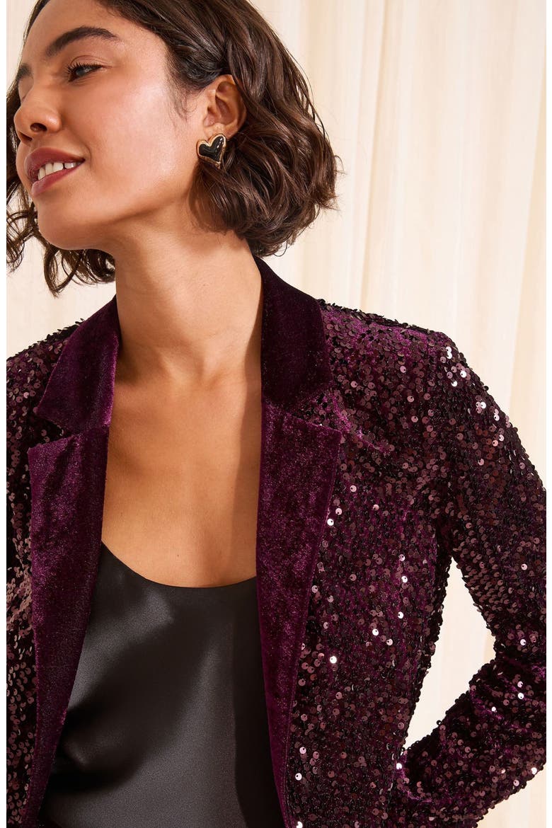 Sequin Blazer, Alternate, color, BERRY