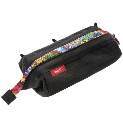 Lenny Pencil Case, Black & Doodles, Large Storage Capacity Zipper Pouch