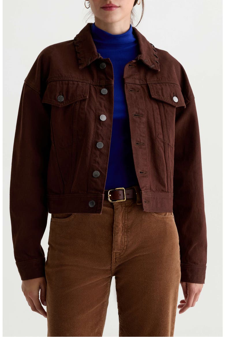 Lori Lace-Up Collar Denim Jacket, Main, color, LACE UP
