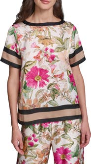 KARL LAGERFELD PARIS Floral Satin Top