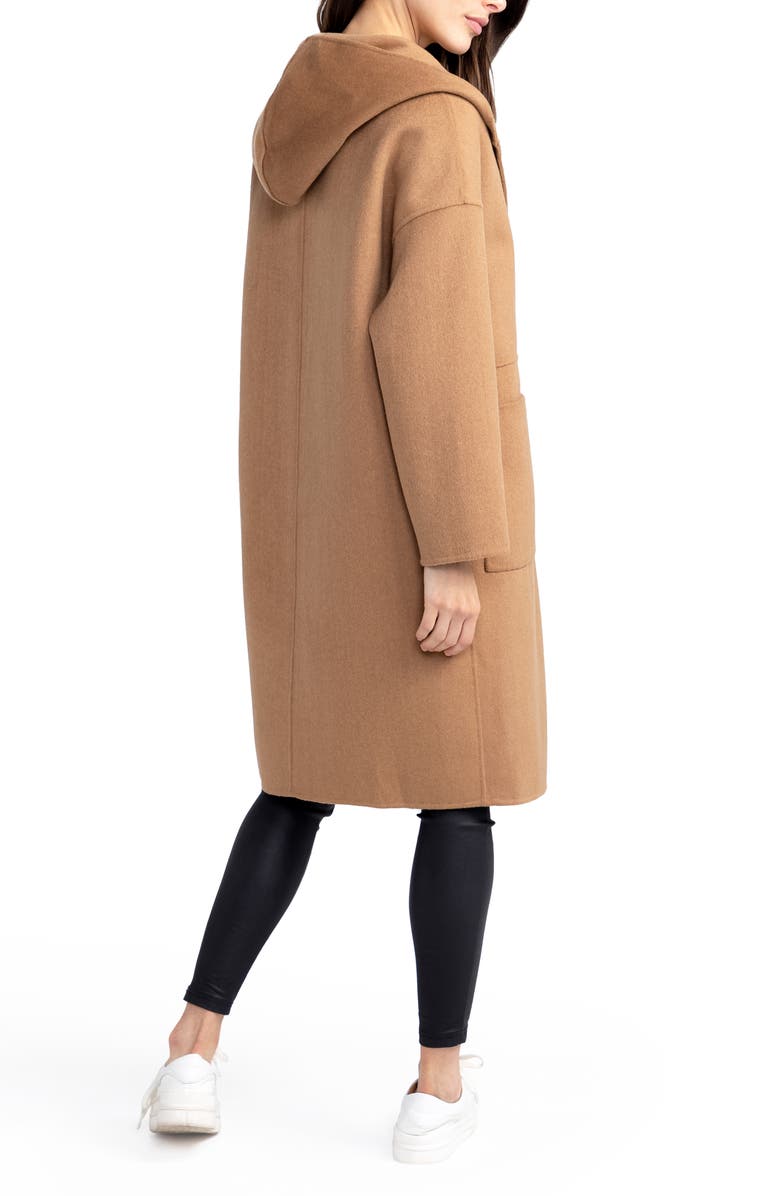 Belle & Bloom Sunday Morning Hooded Wool Blend Coat, Alternate, color, Camel