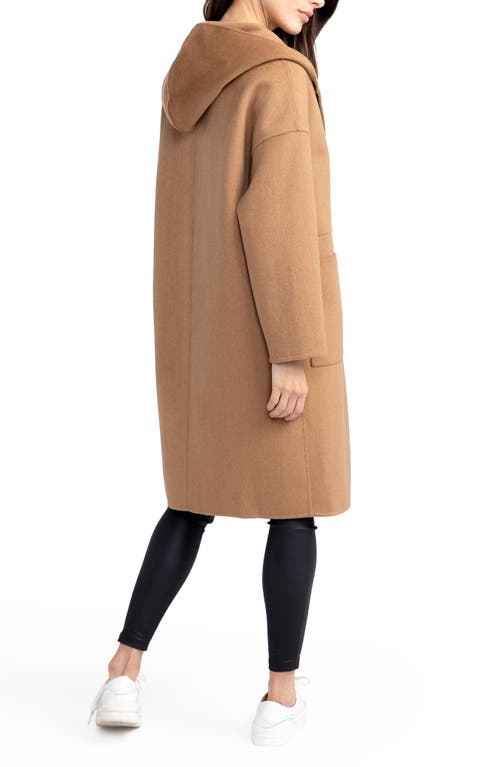 Belle & Bloom Sunday Morning Hooded Wool Blend Coat In Brown
