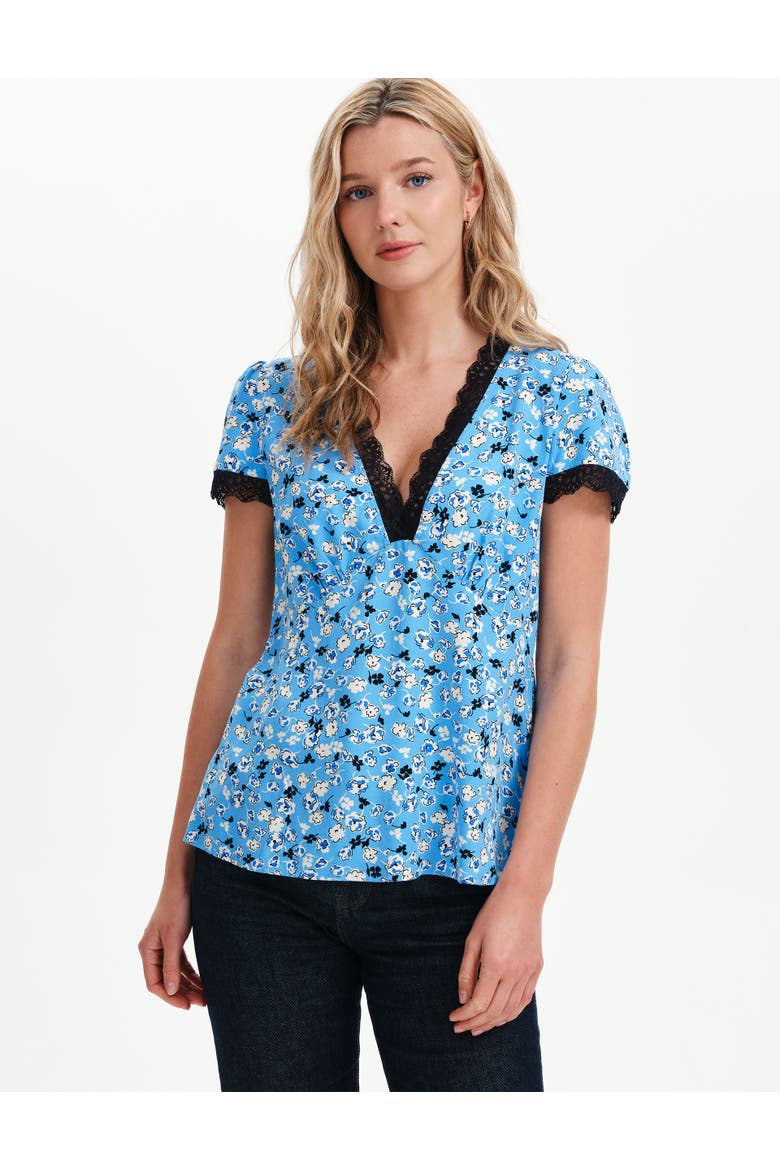 Lacie V-Neck Short Sleeve Top, Alternate, color, Blue Ditsy
