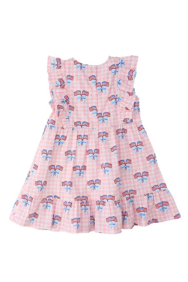 Sleeveless Pinafore Bow Dress, Alternate, color, Pink Patriotic Gingham