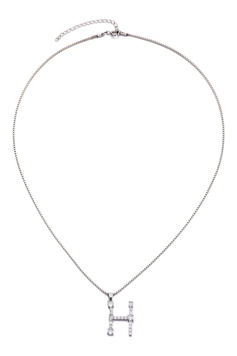 Mixed Crystal Initial Pendant Necklace, Alternate, color, SILVER-H