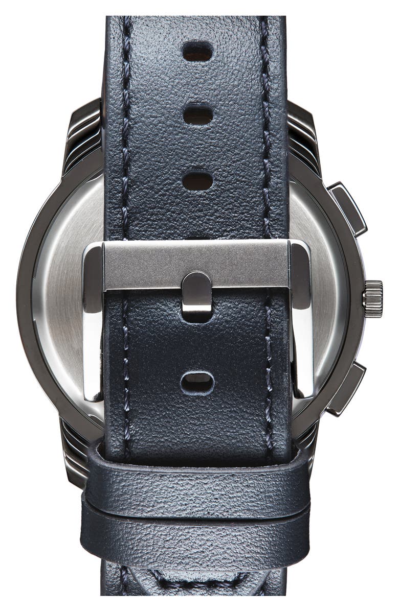 Movado Bold Chronograph Leather Strap Watch, 42mm, Alternate, color, Dark Grey