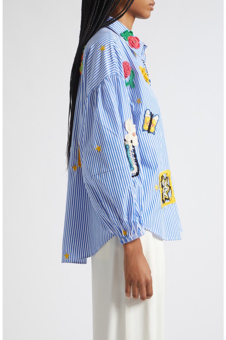 Magic of the Mercado Stripe Balloon Sleeve Cotton Button-Up Shirt, Alternate, color, MAGIC OF THE MERCADO