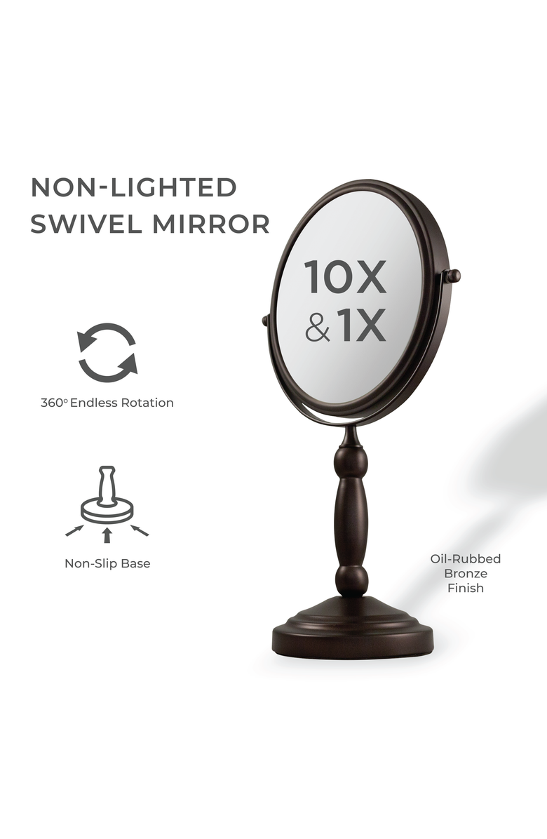 Zadro Makeup Mirror with 10X/1X Magnifications, Alternate, color, Oil-Rubbed Bronze