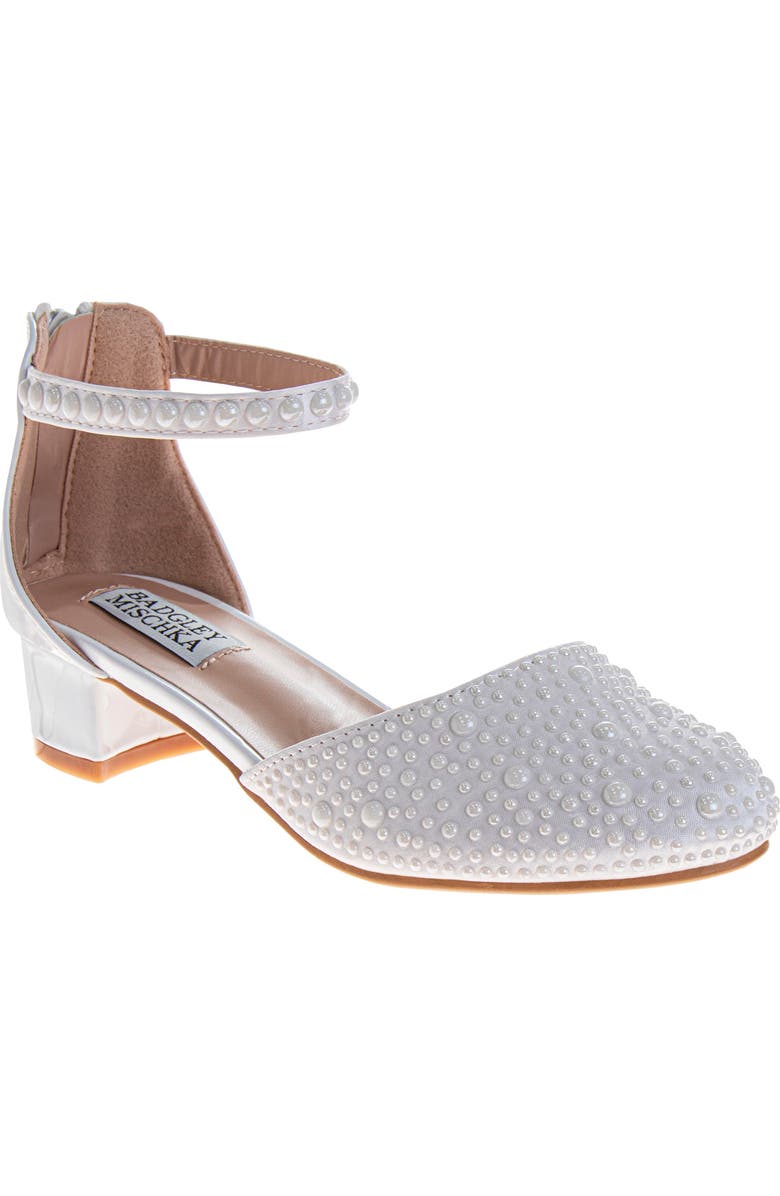 Badgley Mischka Collection Kids' Ankle Strap Pump, Main, color, White