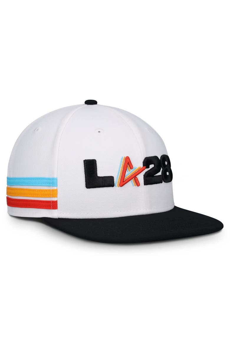 Men's Fanatics White/Black LA28 Summer Olympics Batters Box Snapback Hat, Alternate, color, White