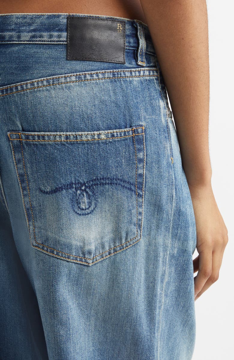 R13 Damon Pleated Wide Leg Jeans, Alternate, color, Kellen Blue