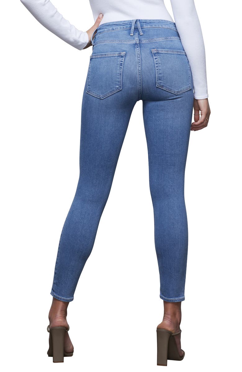 Good American Good Legs Notched High Waist Ankle Skinny Jeans, Alternate, color, 