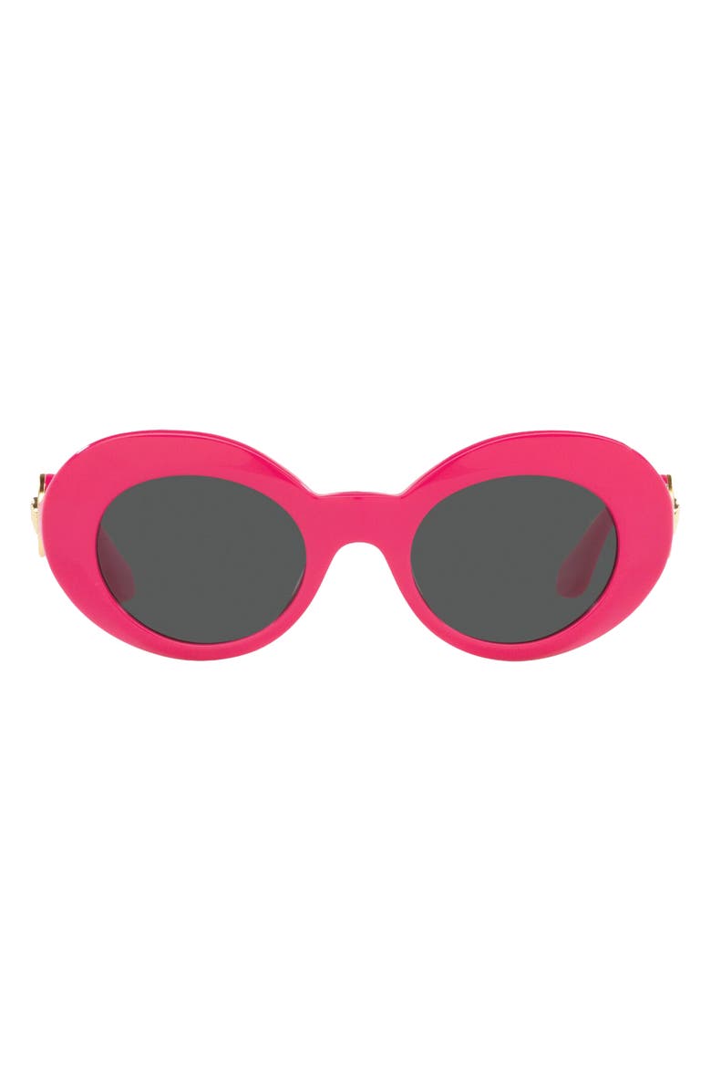 Versace Kids' 45mm Small Oval Sunglasses, Main, color, Fuchsia / Dark Grey