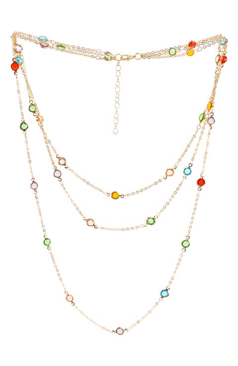 Crystal Glass Three-Layer Necklace