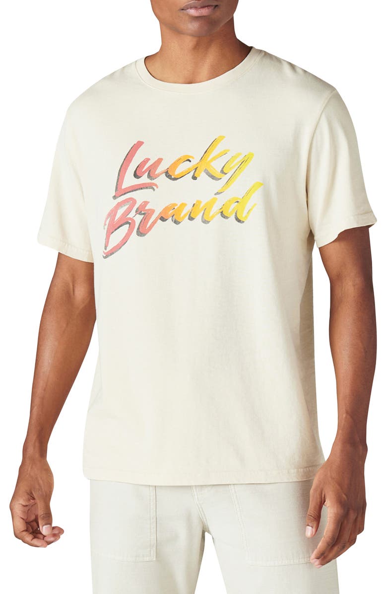 Lucky Brand Lucky Brush Logo Cotton Graphic Tee, Main, color, 